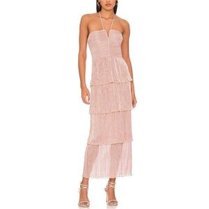 SAYLOR Rhonda Midi Dress Tiered Pink Dress